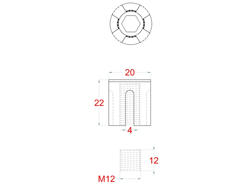 EB1-LVX3 Úchyt pre nerezové lanko ø3 mm, brúsená nerez AISI304