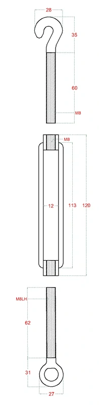 E1-LMM5 šponovák so závitom M4-M8 a LH4-LH8, nerez AISI304