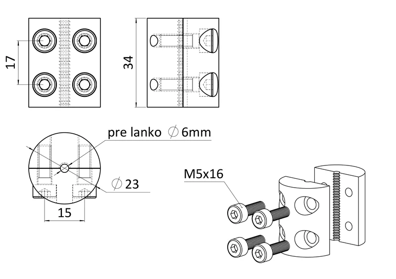EB1-DLS2 - Úchyt pre nerezové lanko ø2 mm (barelová svorka),nerez K320/AISI304