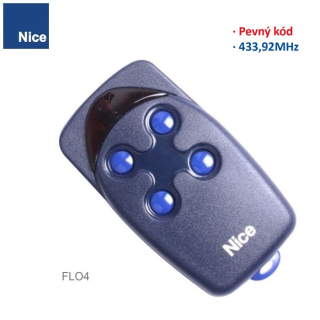 NICE  FLO4, vysielač 4 kanálový, pevný kód, 433,92MHz, séria Flo