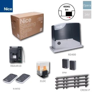 NICE ROAD 400 KIT KH, 2x INTI2, 4x hrebeň,1x foto EPM, maják ELDC, Sada pre posuvnú bránu do 400kg/ 6m