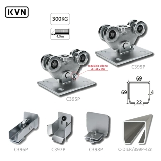 C Set-P-4/Zn-K-DIER Samonos do 300 kg/4,5 m, profil s otvormi 69 x 69 x 4 mm, Zn