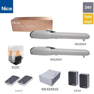 WingoKit2024-K sada pre krídlovú bránu do 2m/ krídlo, 2x WG2024 (24V, 85W, 1500), 1x MC424R10 (vstavaný prijímač),2x INTI2,1 pár EPM,1x ELDC,