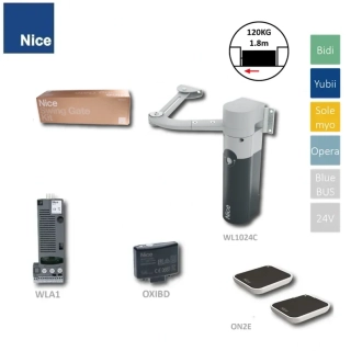 NICE Walky Kit1024 sada pre jednokrídlovú bránu do 1,8m / krídlo, 1x WL1024C (240V, 50W, 100nM), 1x WLA1, 2x ON2E, 1x OXIBD