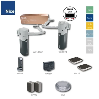 Walky Kit2024 sada pre dvojkrídlovú bránu do 1,8m / krídlo, 1x WL1024, 1x 1024C (24V, 120W, 100Nm), 1x WLA1, 2x ON2E, 1x OXIBD, 1 pár EPMB, 1x WLT