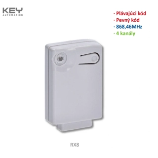 KEY RX8 Prijímač interný 4-kanálový, pevný aj plávajúci kód,(868MHz)