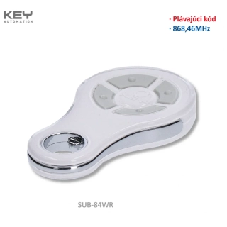 KEY SUB-84WR (868MHZ) 4-kanálový vysielač, plávajúci kód, vode odolný, biely