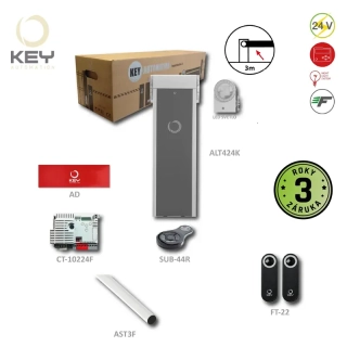 KEY ALT324KF FAST LINE KIT rýchla závora do 3m so zabudovaným majákom (24V,330W,40Nm) r.j. CT-10224F, 1x AST3F, 1x SUB44R, 1x FT22, 500cyklov/hod., 1sek. otvorenia 1x AD, integrované LED zelená/červená