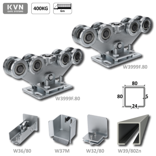 W Set80/Zn-9 - 80x80x5mm posuvnej brány do 400kg/6m otvor 