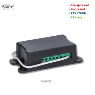 KEY RXM23Y, 433,92 MHz - externý prijímač 2-kanálový, pevný aj plávajúci kód  