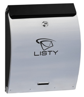 E-LUX16 Schránka poštová (250x330x70mm) nerez/ čierna, max. formát listu: C4, leštená nerez /AISI430