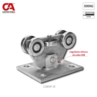 C395P-IX vozík nerezový PICCOLO do profilu (67x67mm) pre samonosné brány do 300kg/ otvor: 4.5m