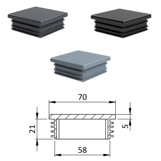 ZK70x70 Plastové zátky štvorcové, materiál polyetylén - Antracit, Biela, Čierna, Šedá