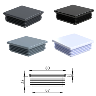 ZK80x80  Krytka plastová 80 x 80 mm, Antracit, Biela, Čierna, Šedá