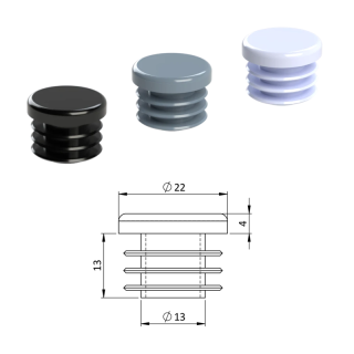 ZO22 Okrúhle, Vnútorná krytka guľatá ø 22 mm, plastová, Antracit, Biela, Čierna, Šedá
