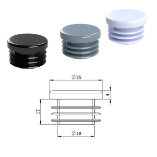 ZO25 Okrúhle, materiál polyetylén, Biela, Čierna, Šedá