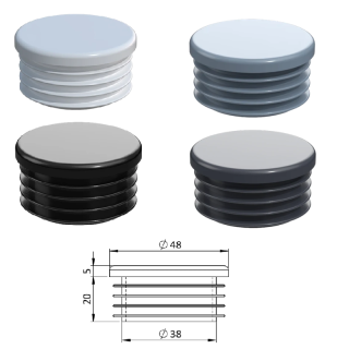 ZO 1 1/2nútorná krytka guľatá ø 48 mm, plastová, Antracit, Biela, Čierna, Šedá