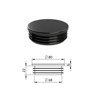 ZO80 Vnútorná krytka guľatá ø 80 mm, plastová, sivá, čierna