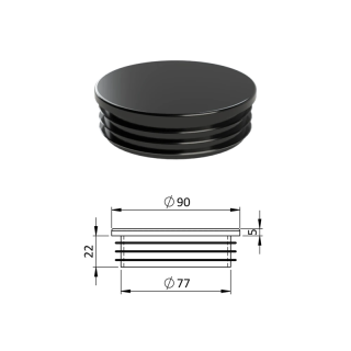 ZO 3BLACK Vnútorná krytka guľatá ø 90 mm, plastová, čierna