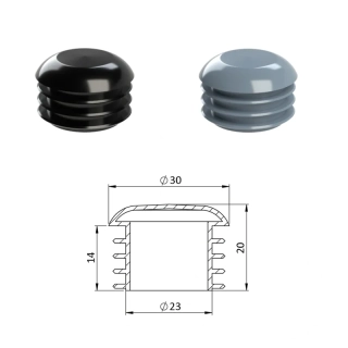 ZOR30 Vnútorná krytka guľatá ø 30 mm, plastová, Čierna, Šedá