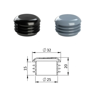 ZOR32 Vnútorná krytka guľatá ø 32 mm, plastová Čierna, Šedá