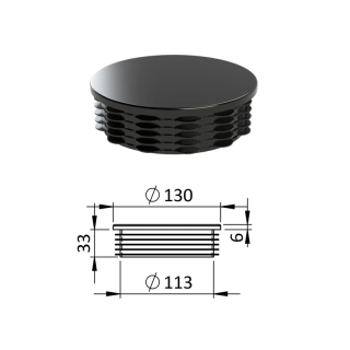 ZO130 Vnútorná krytka guľatá ø 130 mm, plastová, čierna