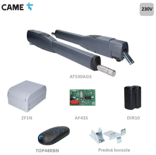 CAME ATS30AGS STANDARD 230V sada pre dvojkrídlovú bránu, 2x ATS30AGS (230V, 250W, 1500N), 1x ZF1N, 1x AF43S, 1x TOP44RBN, 1 pár DIR10,  do 3m/krídlo