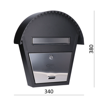 E-LUX5 DOPREDAJ schránka poštová (340x380x75mm) nerez/čierna, max. formát listu: B6, leštená nerez /AISI304