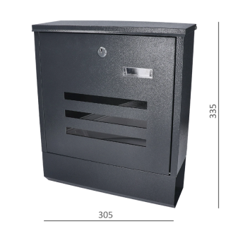 S-33A antracitová schránka poštová (305x335x96mm, hrúbka 0.6mm), max. formát listu: A4,