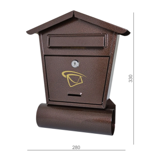 DOPREDAJ / SDT-1 medena - Schránka poštová 280x330x50mm, medená, tunel na noviny ø70 mm, max. formát listu: B6,