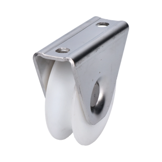 E1-VK78/20-UN - Vodiaca kladka ø 78mm s nylonovým kolieskom na montáž pod rám, pre profil C902IX16, nosnosť (celej brány) 200kg, nerez /AISI304