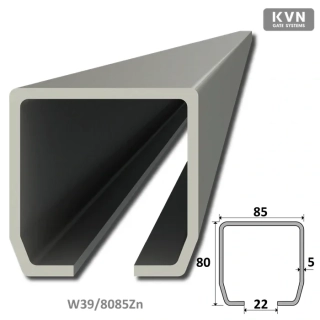 C profil 80x85x5mm pozinkovaný pre samonosný systém, v dĺžkach 1, 2, 3, 4, 5, 6 m, cena za KUS