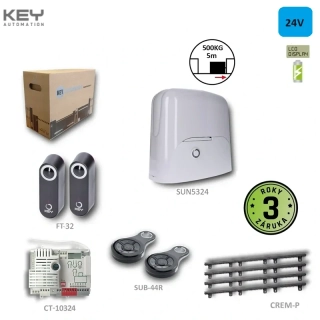 KEY SUN5324 -EH -1 x SUN5324,1x CT-10324, 1xFT23, 2x SUB44R, 4xCREM-P sada pre posuvnú bránu do 500kg/ prejazd 5m