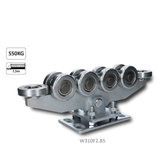 W310F2.85 vozík pre samonosný systém do 500kg, 10 kolieskový, výškovo nastaviteľný, pre profil 80x85mm