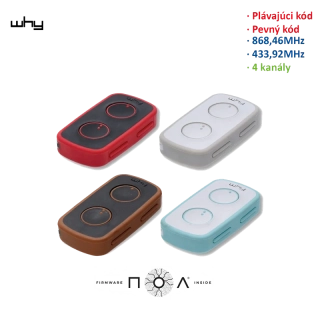 WHYEVO2-MINI-NOA vysielač Why Evo2, 868 MHz a 433 MHz: auto-programovateľný pre rôzne značky až 4 rozdielne ovládače v 1, pevný aj plávajúci kód