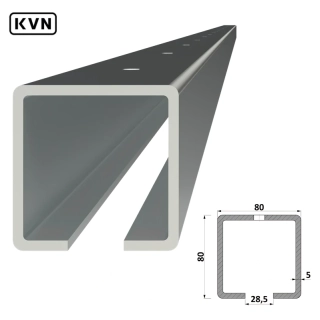 W-DIER-80Zn C profil s otvormi, 80x80x5mm pozink pre samonosný systém