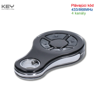 KEY SUB84C Vysielač 4-kanálový, plávajúci kód, čierny, 433/868 MHz