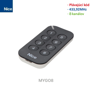 Nice MYGO2 Vysielač 2-kanálový, plávajúci kód, 433,920 MHz