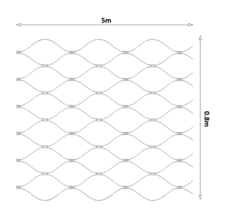 EB2-1ST5-50x50 Lanková sieť, 0,8 x 5 m, oko 50 x 50 mm, ø 2 mm, AISI 316