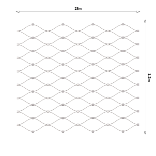 EB2-0225-1.2-60x104 Lanková sieť, 1,2 x 25 m, oko 60 x 104 mm, ø 2 mm, AISI 316