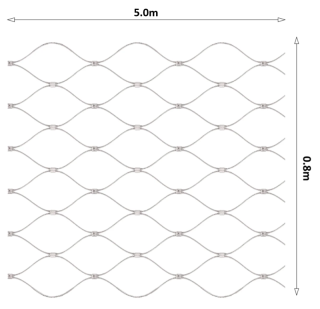 EB2-1ST05-60x104 Lanková sieť, 0,8 x 5 m, oko 60 x 104 mm, ø 2 mm, AISI 316
