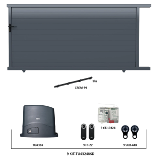 AL-BR-SLI-1-SETKEY Posuvná hliníková brána 4000 x 1862 mm s pohonom TU4324KSD