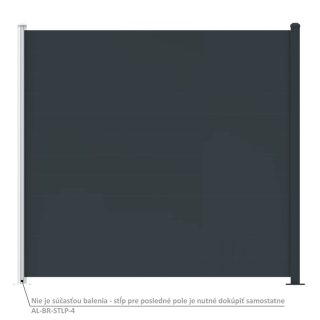 AL-BR-FNC-1G Plotové pole, hliníkové, šírkovo nastaviteľné, 2000 x 1749 mm