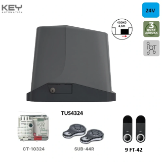 KEY TUS4324KSD TURBO S KIT pre posuvné brány do 4,5 m/400 kg , 1xTUS4324, 1xFT42, 2xSUB-44R - Antracit