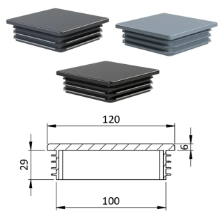 ZK120x120 Krytka plastová 120 x 120 mm, sivá, čierna, antracit