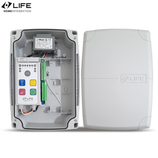 LIFE GE UNI RS DL - riadiaca jednotka s integrovaným prijímačom, transformátorom a boxom pre 1-2 230V pohony LIFE OP3, OP5, ER4
