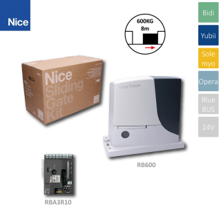 NICE RB600 pohon pre posuvnú bránu do 600kg bez prijímača, 1x RB600 (24V, 515W, 600N), 1x RBA3R10