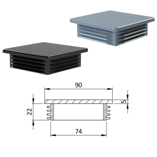 ZK90x90 Plastové zátky štvorcové, materiál polyetylén - Antracit, Biela, Čierna, Šedá